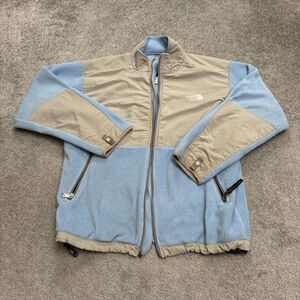 The North Face Denali Polartec Fleece Jacket Youth XL Blue Tan Outdoor Hiking